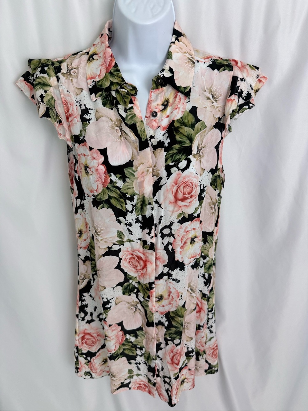 Alice + Olivia Sleeveless Floral Button Up Tunic/Dress Size X-Small